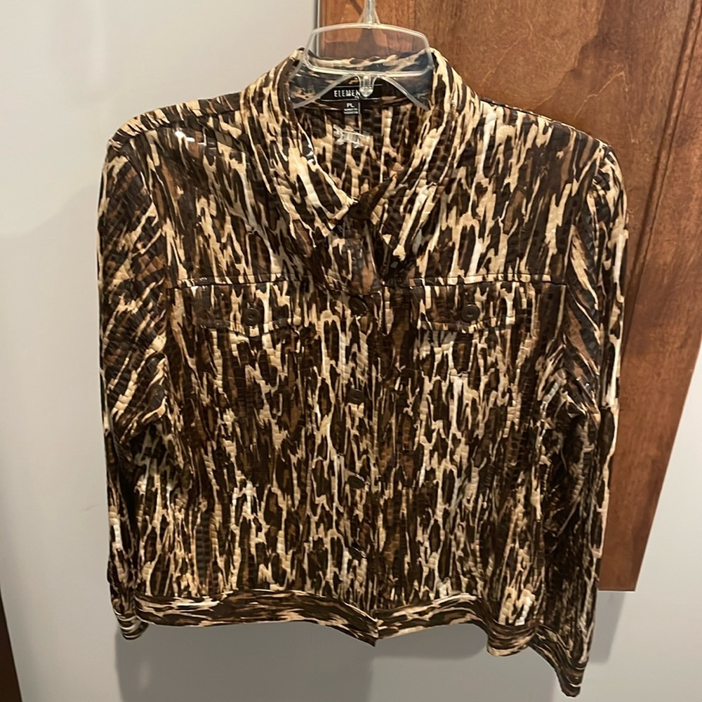 Brown/beige print PL short waisted jacket excellent condition